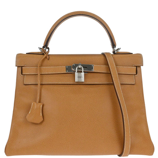 Hermes Natural Vache Liegee Kelly 32 Retourne 2way Shoulder Handbag