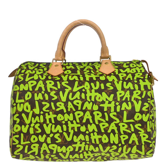 Louis Vuitton 2008 Green Monogram Graffiti Speedy 30 Handbag M93706