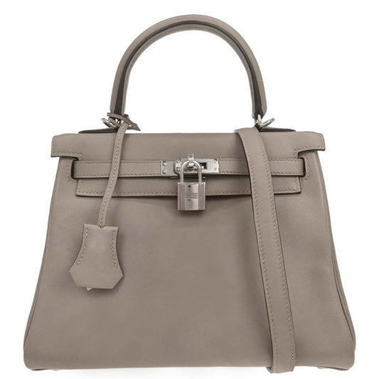 Hermes Gris Tourterelle Swift Kelly 25 Retourne 2way Shoulder Handbag