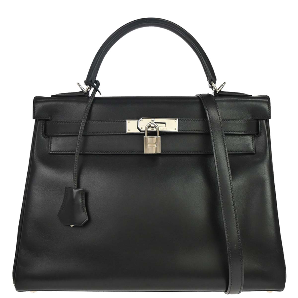 Hermes Black Box Calf Kelly 32 Retourne 2way Shoulder Handbag