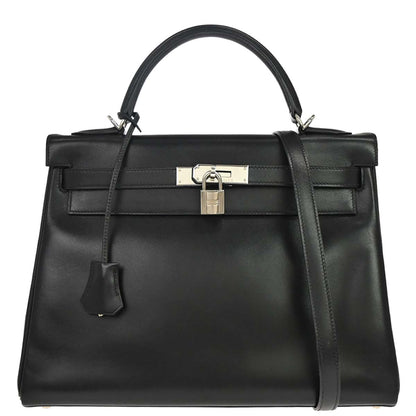 Hermes Black Box Calf Kelly 32 Retourne 2way Shoulder Handbag