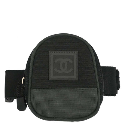 Chanel Black Green Nylon Sport Line Leg Bag Pouch