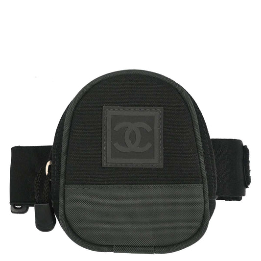 Chanel Black Green Nylon Sport Line Leg Bag Pouch