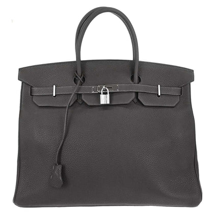 Hermes Graphite Taurillon Clemence Birkin 40 Handbag
