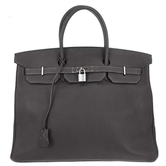 Hermes Graphite Taurillon Clemence Birkin 40 Handbag