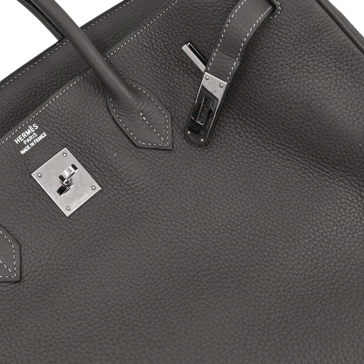 Hermes Graphite Taurillon Clemence Birkin 40 Handbag