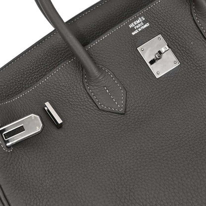 Hermes Graphite Taurillon Clemence Birkin 40 Handbag