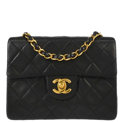 Chanel 1997-1999 Black Lambskin Mini Classic Square Flap Shoulder Bag 17