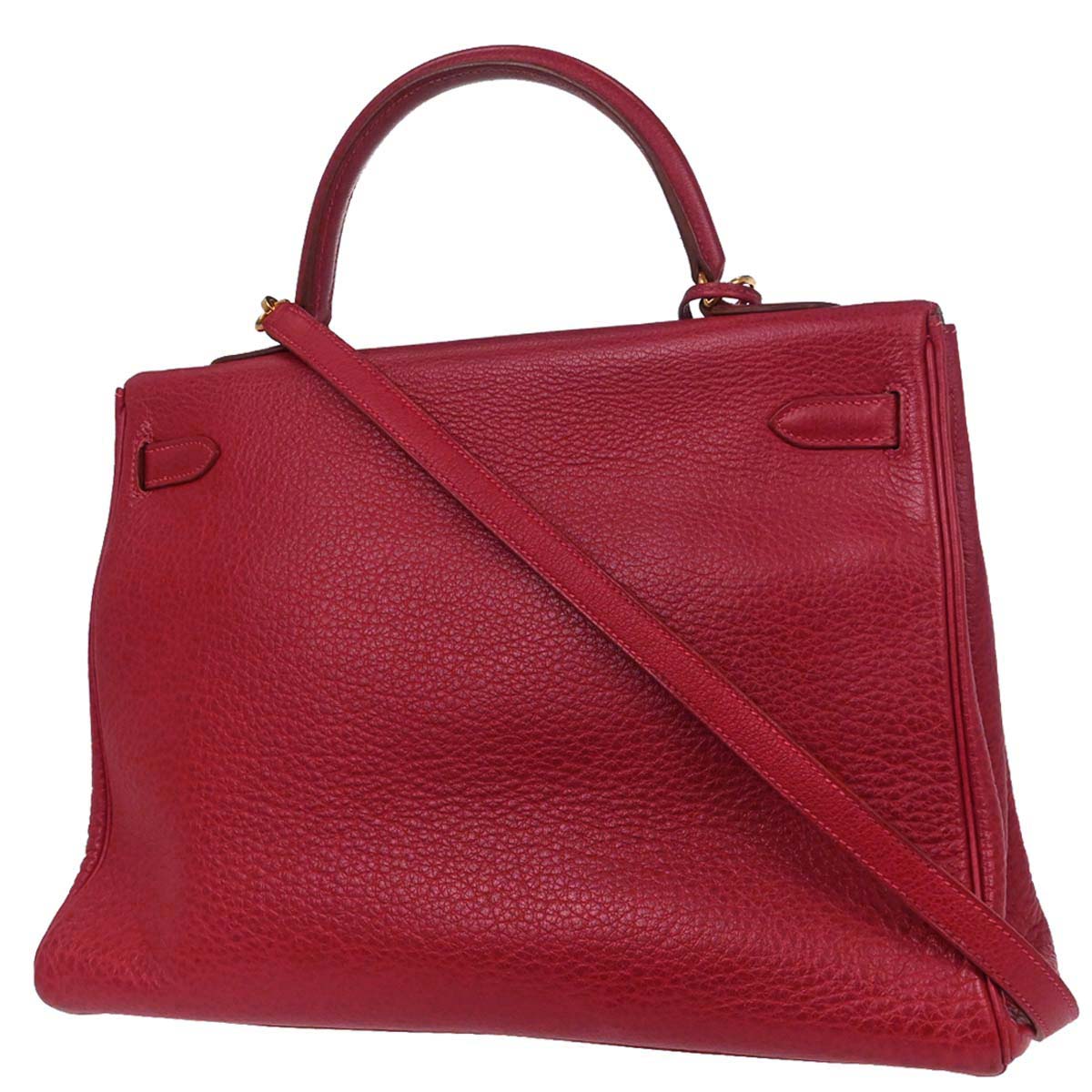 Hermes Rouge Garance Buffle skipper Kelly 35 2way Shoulder Handbag