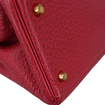 Hermes Rouge Garance Buffle skipper Kelly 35 2way Shoulder Handbag