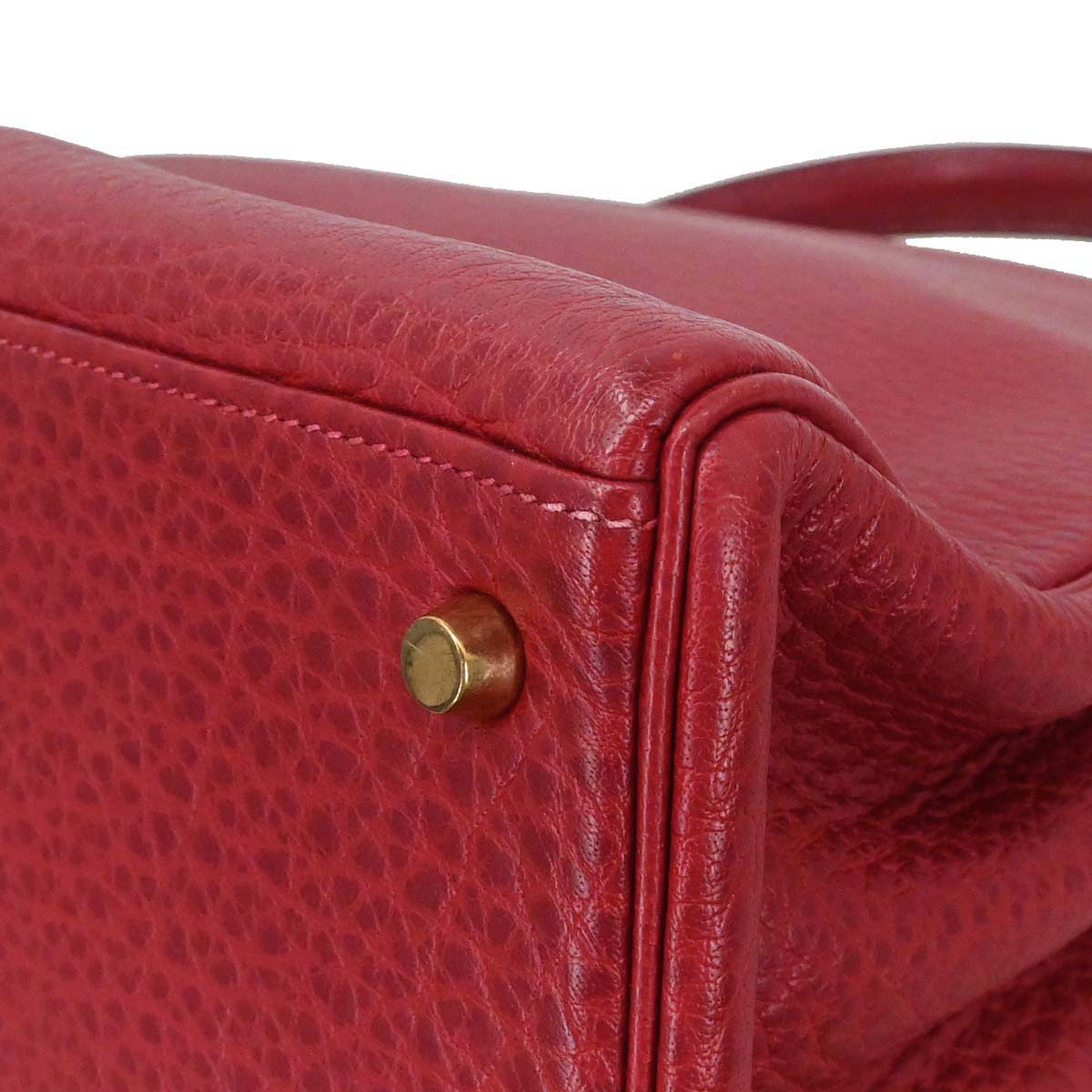 Hermes Rouge Garance Buffle skipper Kelly 35 2way Shoulder Handbag