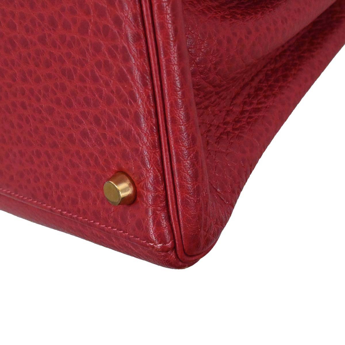 Hermes Rouge Garance Buffle skipper Kelly 35 2way Shoulder Handbag