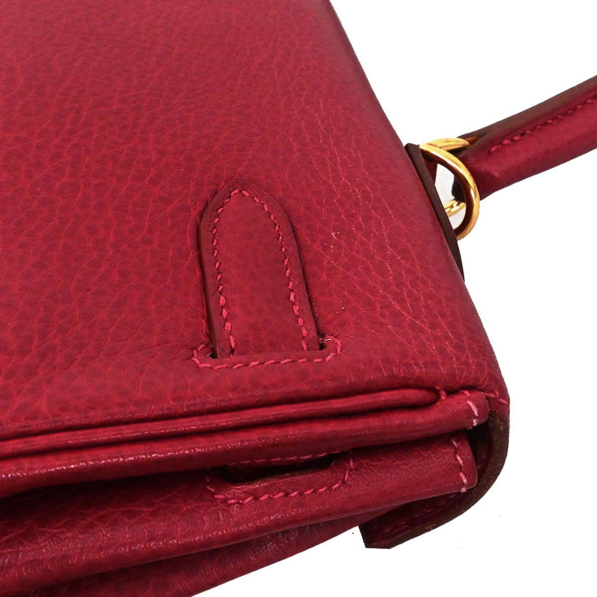 Hermes Rouge Garance Buffle skipper Kelly 35 2way Shoulder Handbag