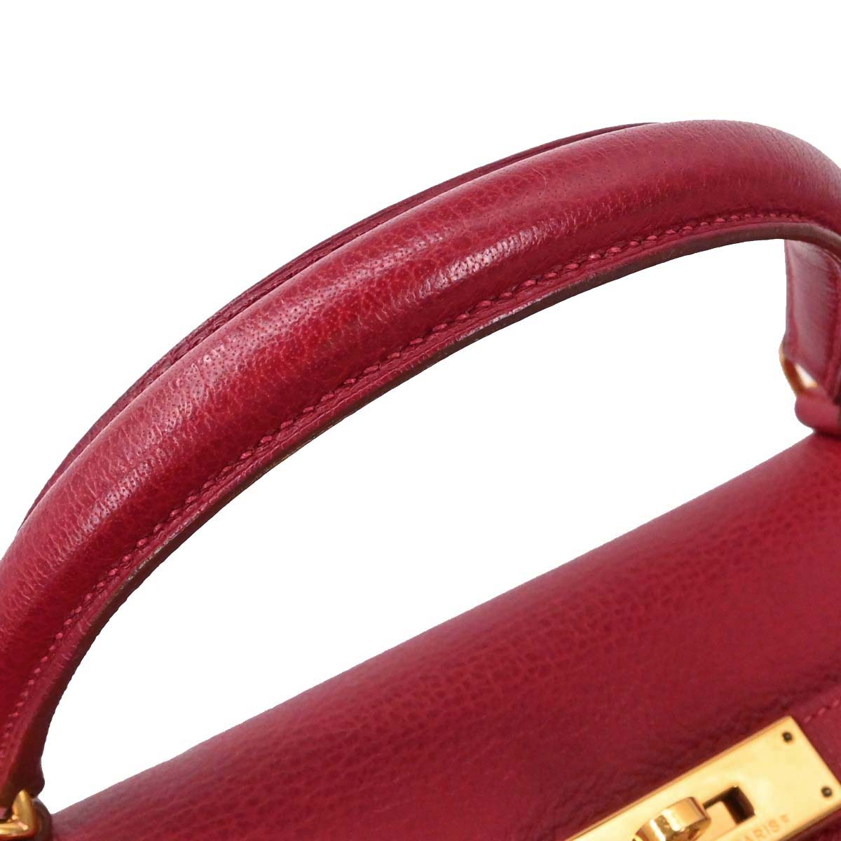 Hermes Rouge Garance Buffle skipper Kelly 35 2way Shoulder Handbag