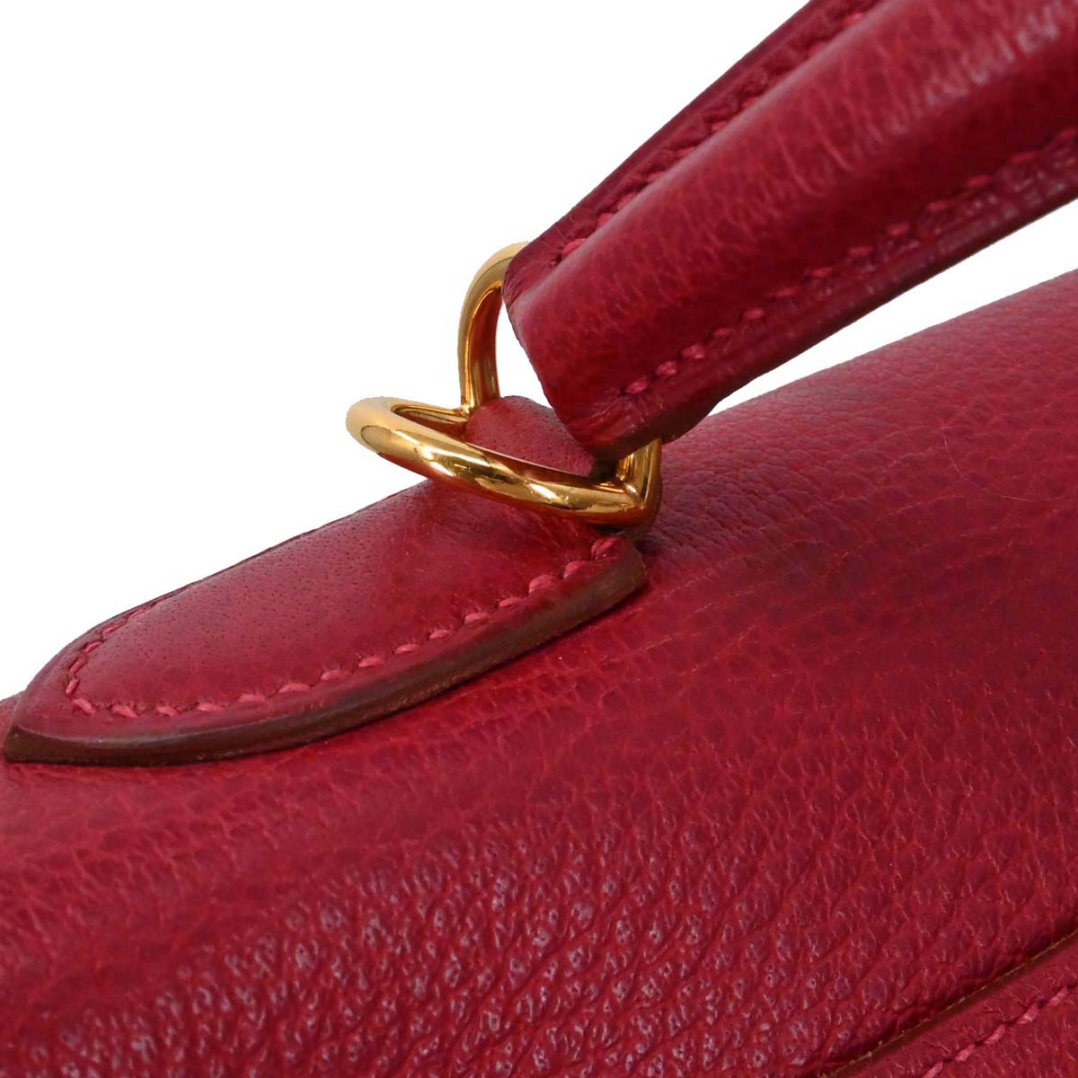 Hermes Rouge Garance Buffle skipper Kelly 35 2way Shoulder Handbag
