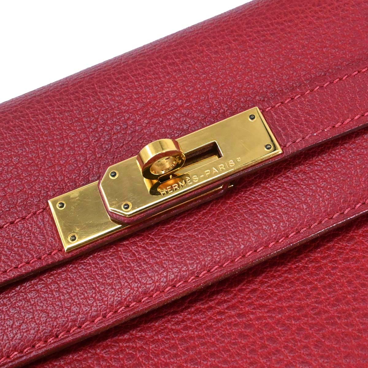 Hermes Rouge Garance Buffle skipper Kelly 35 2way Shoulder Handbag