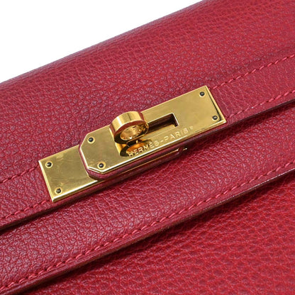 Hermes Rouge Garance Buffle skipper Kelly 35 2way Shoulder Handbag