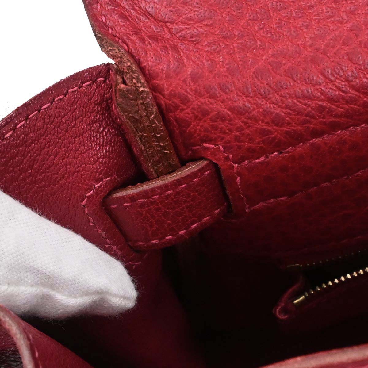 Hermes Rouge Garance Buffle skipper Kelly 35 2way Shoulder Handbag