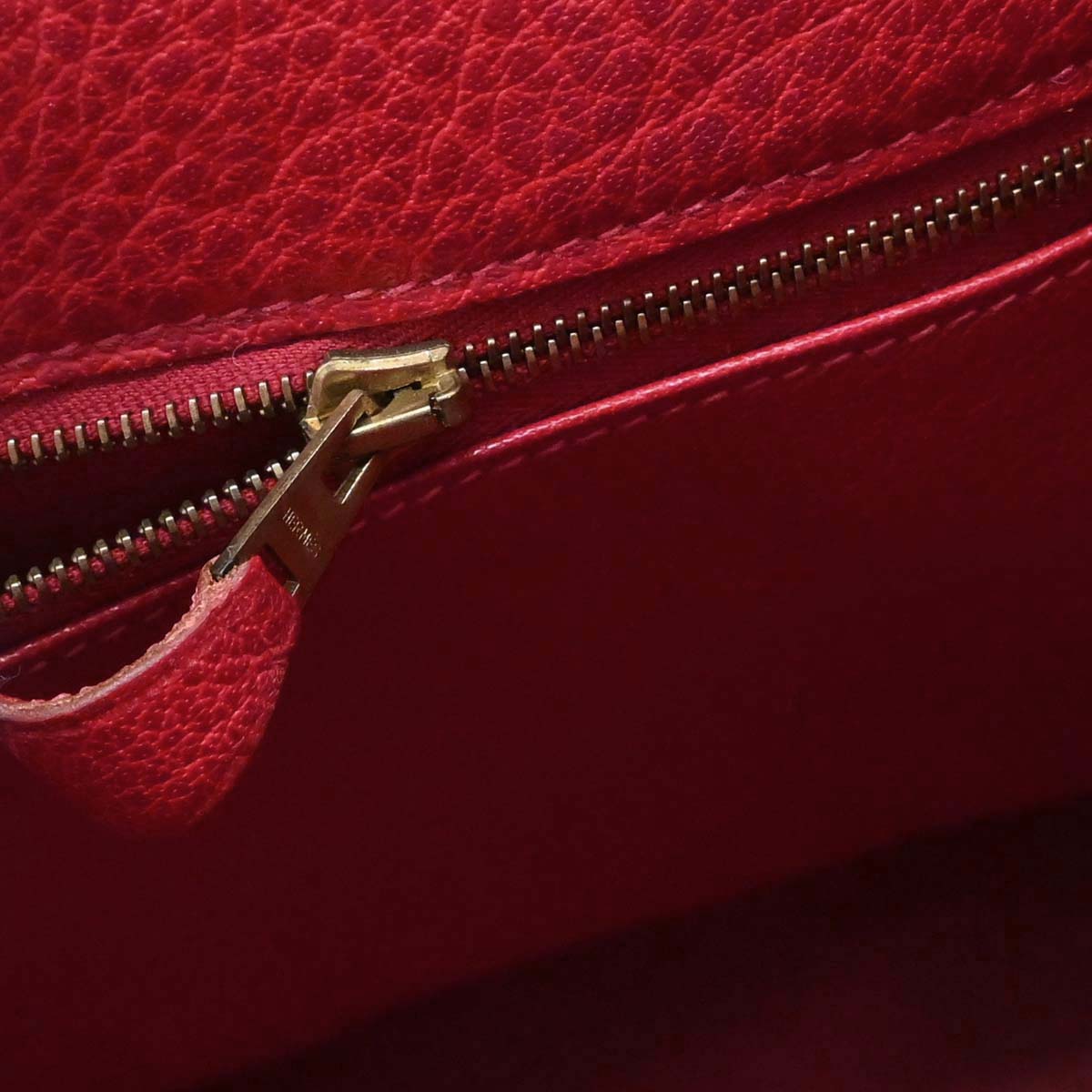 Hermes Rouge Garance Buffle skipper Kelly 35 2way Shoulder Handbag
