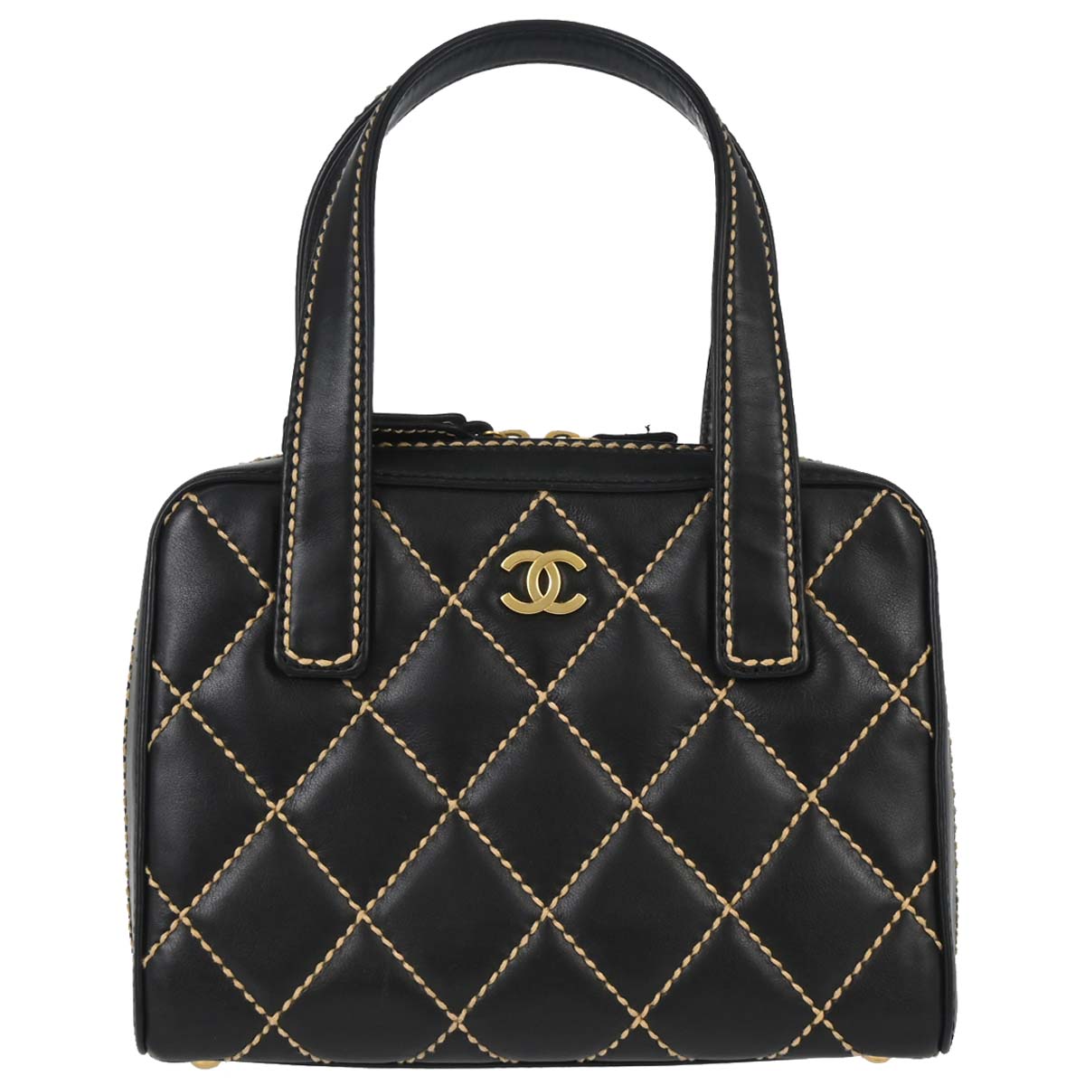 Chanel 2003-2004 Black Calfskin Wild Stitch Handbag