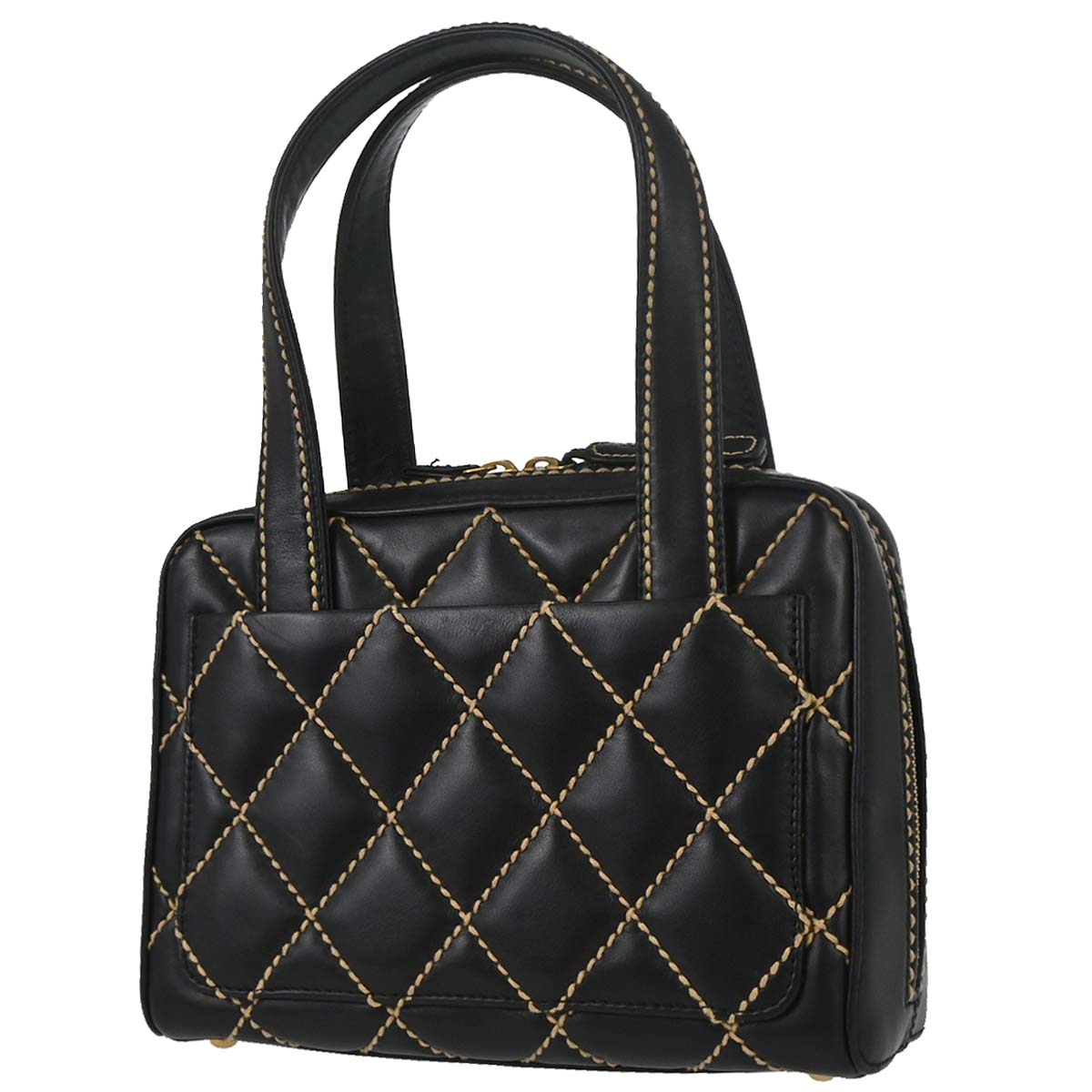 Chanel 2003-2004 Black Calfskin Wild Stitch Handbag