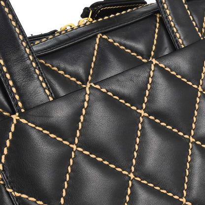 Chanel 2003-2004 Black Calfskin Wild Stitch Handbag