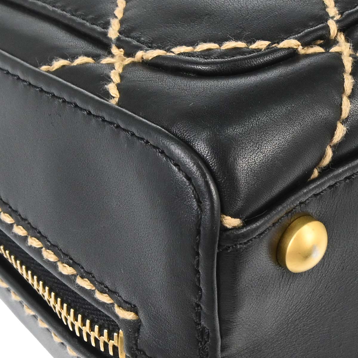 Chanel 2003-2004 Black Calfskin Wild Stitch Handbag