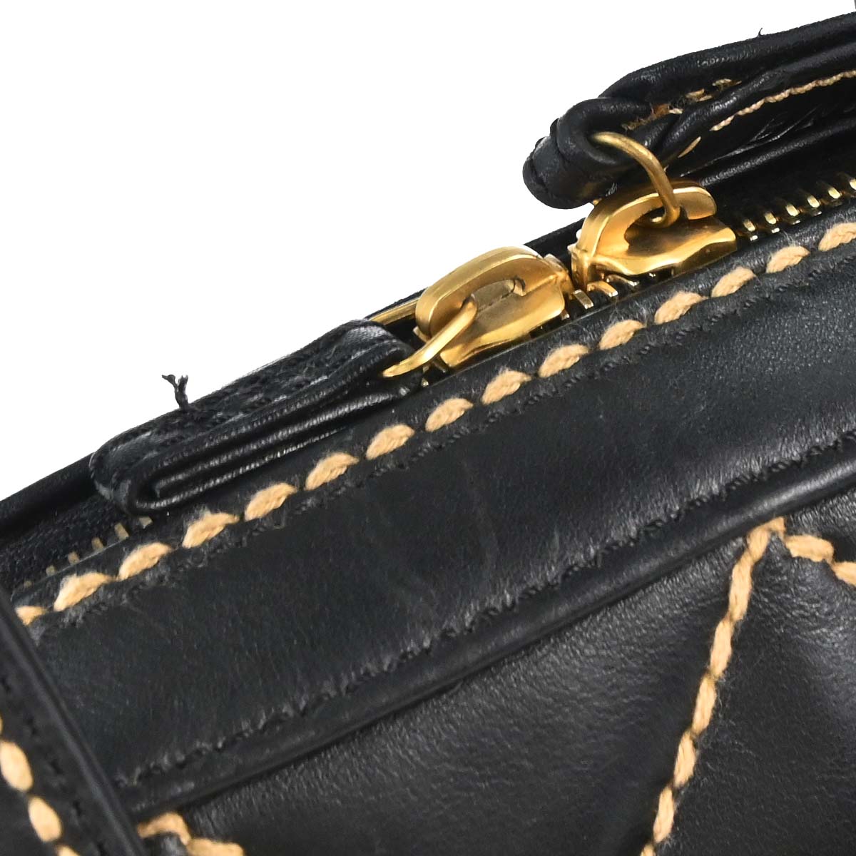 Chanel 2003-2004 Black Calfskin Wild Stitch Handbag