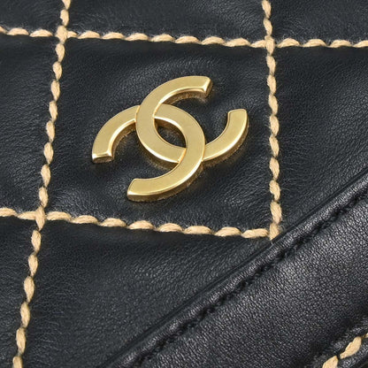 Chanel 2003-2004 Black Calfskin Wild Stitch Handbag
