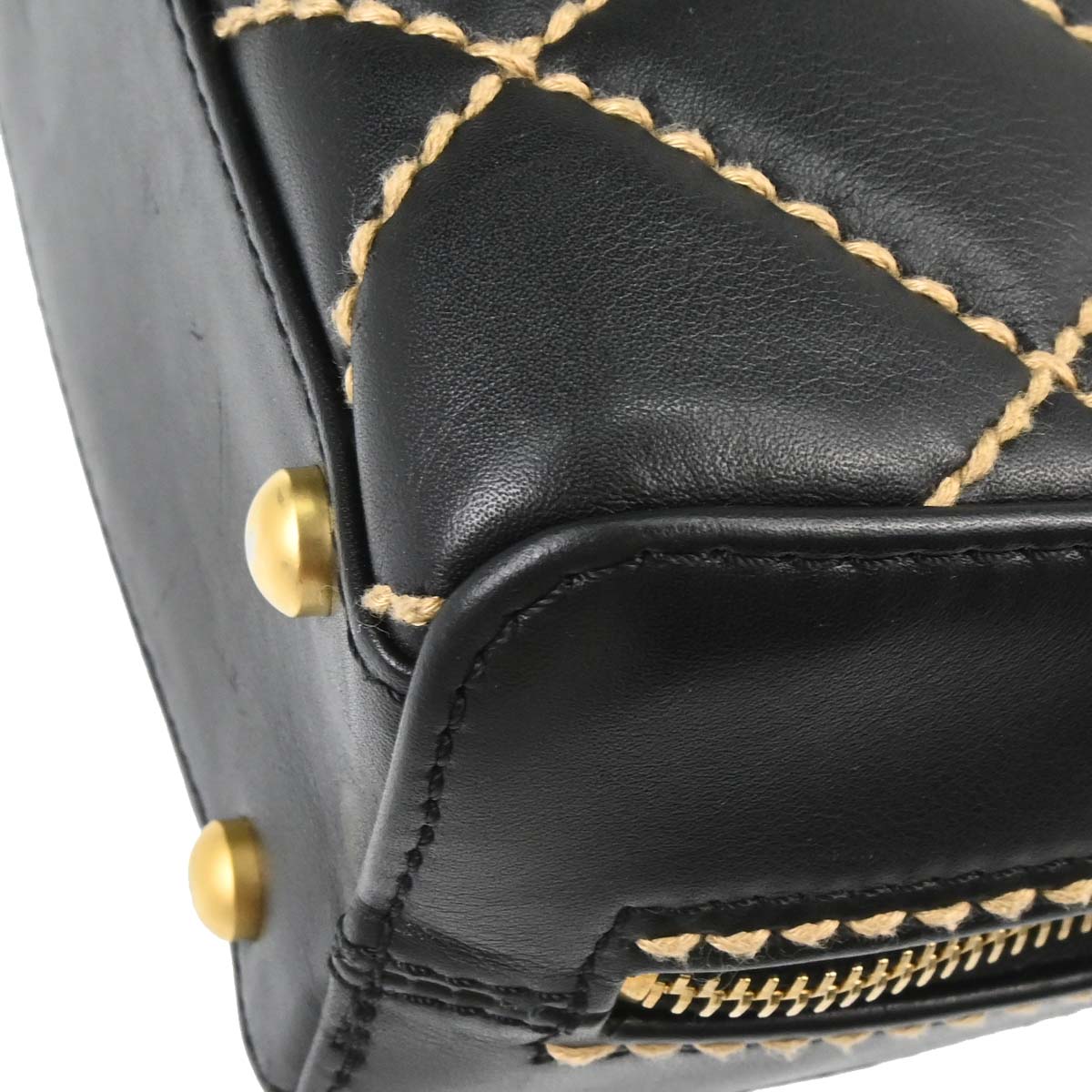 Chanel 2003-2004 Black Calfskin Wild Stitch Handbag
