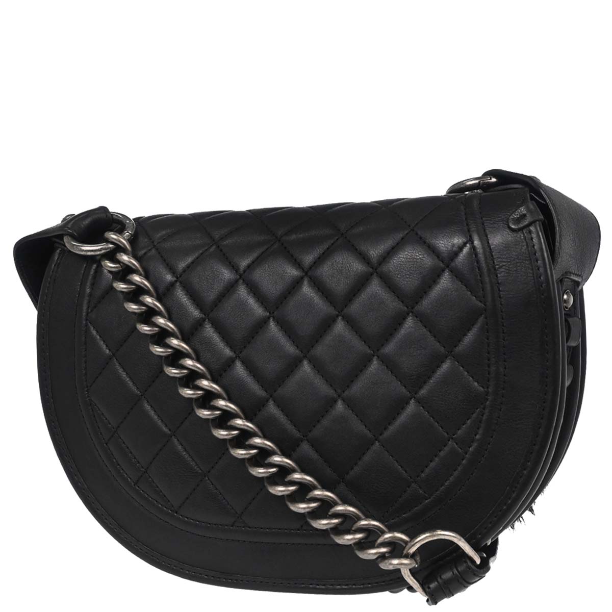 Chanel 2014 Brown Calfskin Pony Hair Paris-Dallas Saddle Shoulder