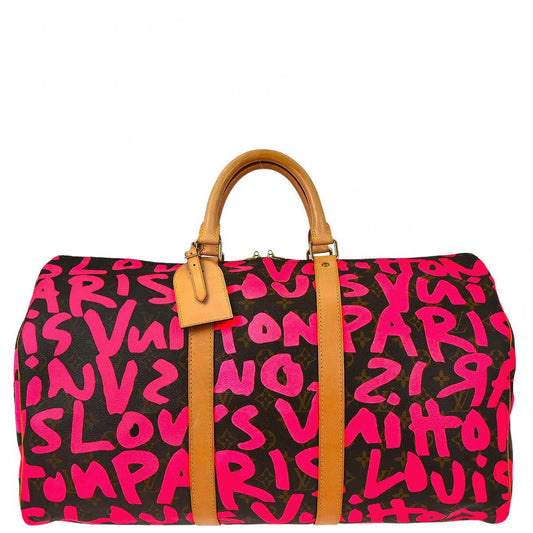 Louis Vuitton Pink Monogram Graffiti Keepall 50 Duffle Bag M93698