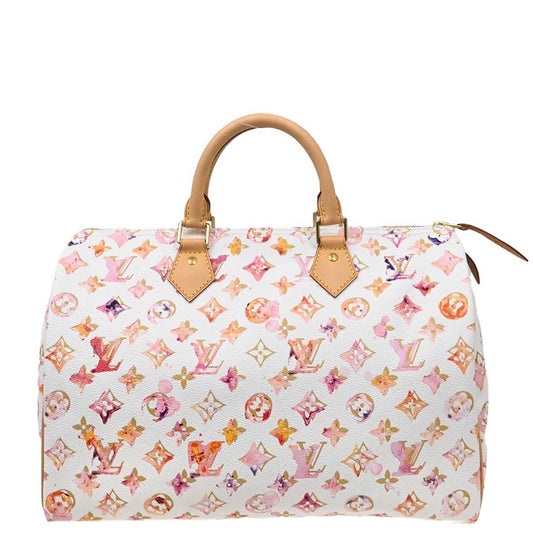 Louis Vuitton White Monogram Watercolor Speedy 35 Handbag M95752