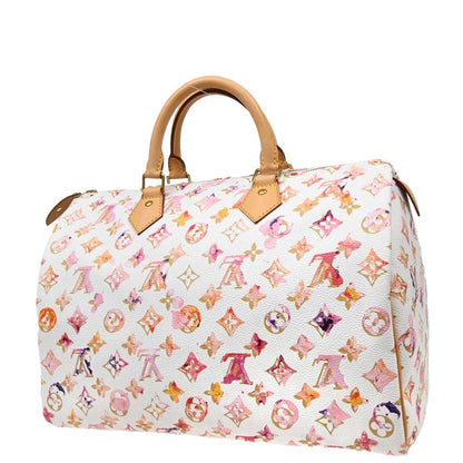 Louis Vuitton White Monogram Watercolor Speedy 35 Handbag M95752