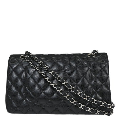 Chanel 2019 Black Caviar Skin Medium Classic Double Flap Shoulder Bag