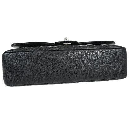 Chanel 2019 Black Caviar Skin Medium Classic Double Flap Shoulder Bag