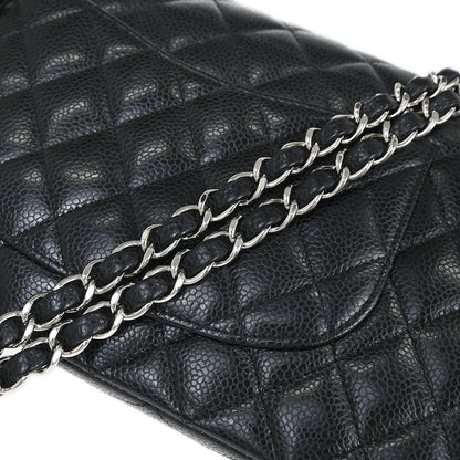 Chanel 2019 Black Caviar Skin Medium Classic Double Flap Shoulder Bag
