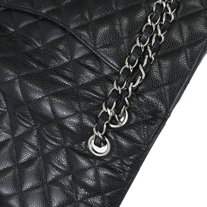 Chanel 2019 Black Caviar Skin Medium Classic Double Flap Shoulder Bag