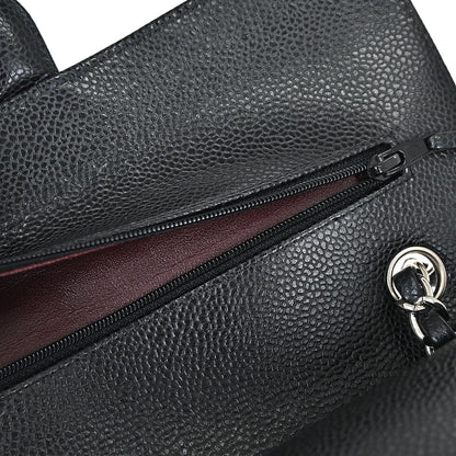 Chanel 2019 Black Caviar Skin Medium Classic Double Flap Shoulder Bag