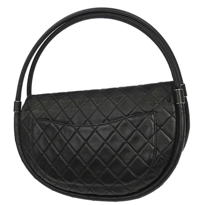Chanel Black Lambskin Hula Hoop Large Handbag