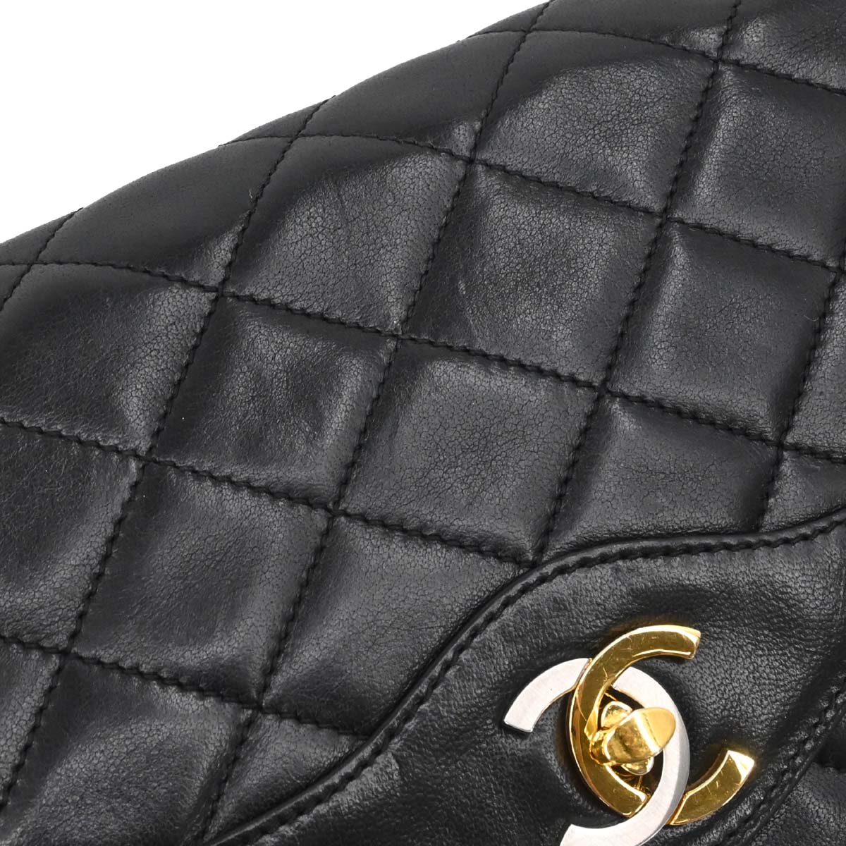 Chanel Black Lambskin Paris Double Flap Shoulder Bag