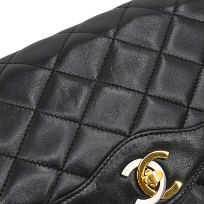 Chanel Black Lambskin Paris Double Flap Shoulder Bag