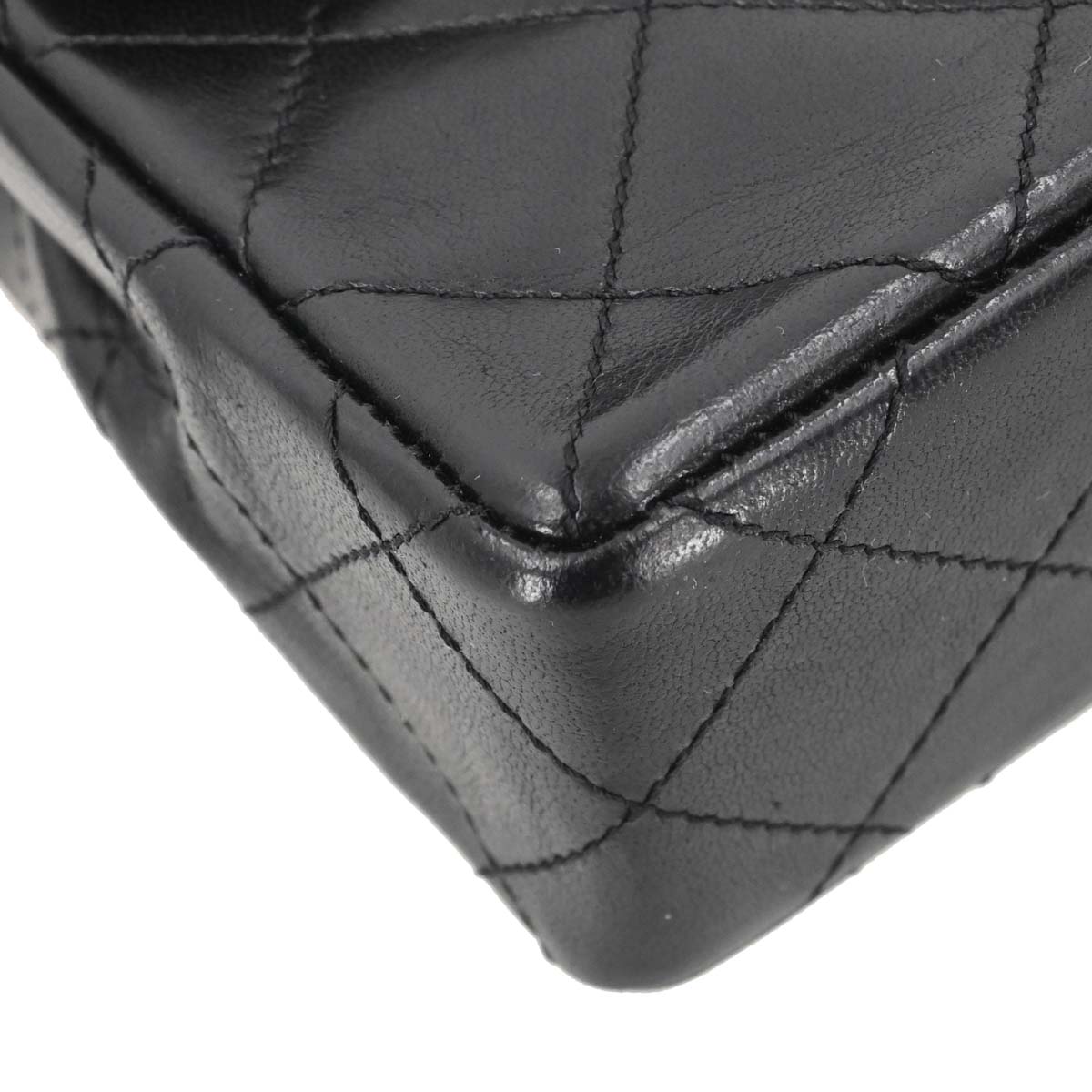 Chanel Black Lambskin Paris Double Flap Shoulder Bag