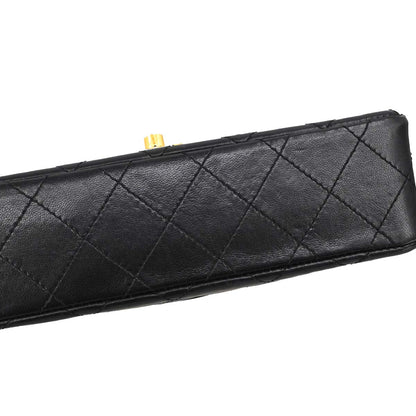 Chanel Black Lambskin Paris Double Flap Shoulder Bag