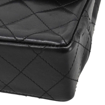 Chanel Black Lambskin Paris Double Flap Shoulder Bag