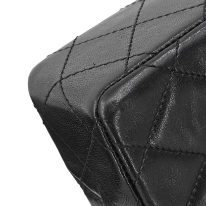 Chanel Black Lambskin Paris Double Flap Shoulder Bag