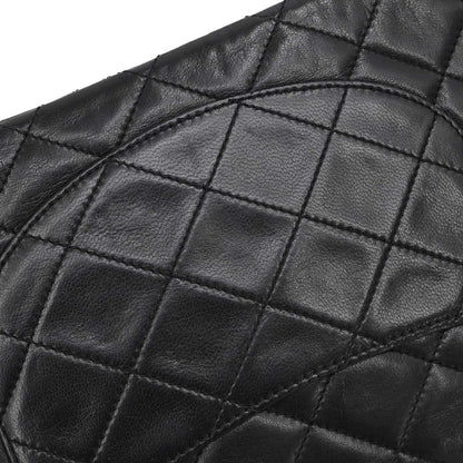 Chanel Black Lambskin Paris Double Flap Shoulder Bag