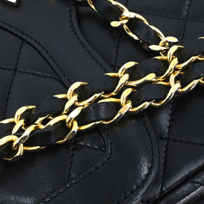 Chanel Black Lambskin Paris Double Flap Shoulder Bag