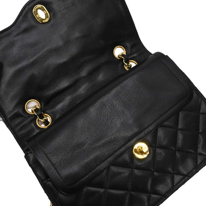 Chanel Black Lambskin Paris Double Flap Shoulder Bag