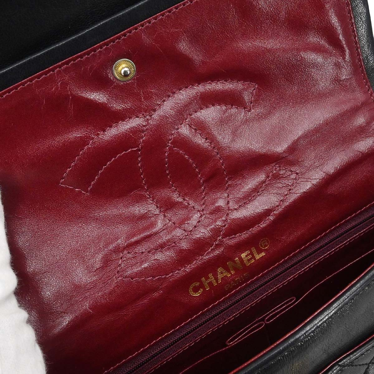 Chanel Black Lambskin Paris Double Flap Shoulder Bag